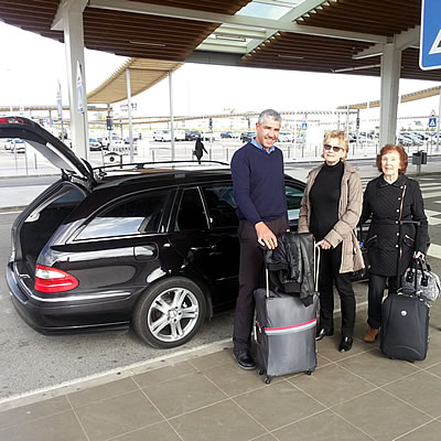 Passengers pick up at Faro airport arrivals area